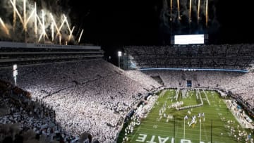 The Penn State Nittany Lions run onto the field to play Minnesota in a White Out game at Beaver Stadium on Saturday, Oct. 22, 2022, in State College. Penn State won, 45-17.Hes Dr 102222 Whiteout