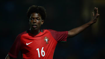CHESTERFIELD, ENGLAND - NOVEMBER 08: Alexandre Felix Correia Sanches Andrade of Portugal 17s in action during the International Match between England U17 and Portugal U17 at Proact Stadium on November 8, 2017 in Chesterfield, England. (Photo by Nathan Stirk/Getty Images)