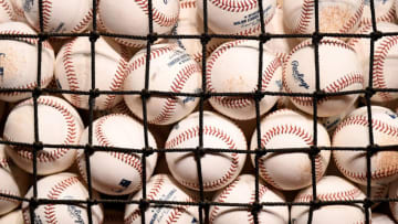 PHOENIX, ARIZONA - JUNE 01: Baseballs sit in a basket during batting practice prior to a game between the Arizona Diamondbacks and the New York Mets at Chase Field on June 01, 2019 in Phoenix, Arizona. (Photo by Norm Hall/Getty Images)