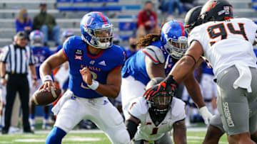 Kansas Jayhawks quarterback Miles Kendrick (3) Mandatory Credit: Jay Biggerstaff-USA TODAY Sports