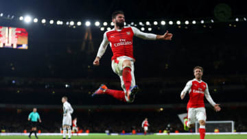 LONDON, ENGLAND - DECEMBER 26: Olivier Giroud of Arsenal celebrates after scoring the opening goal during the Premier League match between Arsenal and West Bromwich Albion at Emirates Stadium on December 26, 2016 in London, England. (Photo by Julian Finney/Getty Images)