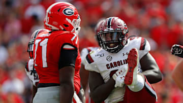 South Carolina football alum Kobe Smith in the upset victory over Georgia in 2019. (Photo by Kevin C. Cox/Getty Images)