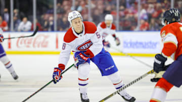 Jan 1, 2022; Sunrise, Florida, USA; Montreal Canadiens right wing Jesse Ylonen. Mandatory Credit: Sam Navarro-USA TODAY Sports