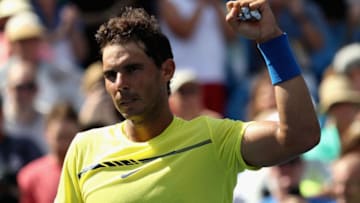 MASON, OH - AUGUST 18: Rafael Nadal of Spain celebrates after defeating Albert Ramos-Vinolas of Spain during Day 7 of the Western and Southern Open at the Linder Family Tennis Center on August 18, 2017 in Mason, Ohio. (Photo by Rob Carr/Getty Images)