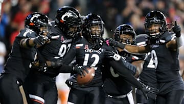 Cincinnati Bearcats cornerback Ahmad Gardner celebrates after an interception at Nippert Stadium. Cincinnati Athletics.