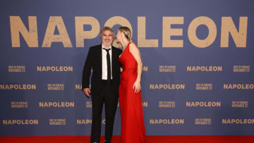LONDON, ENGLAND - NOVEMBER 16: Joaquin Phoenix and Vanessa Kirby attend the "Napoleon" UK Premiere at Odeon Luxe Leicester Square on November 16, 2023 in London, England. (Photo by Lia Toby/Getty Images for Sony Pictures UK)