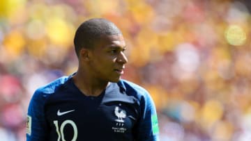 KAZAN, RUSSIA - JUNE 16: Kylian Mbappe of France during the 2018 FIFA World Cup Russia group C match between France and Australia at Kazan Arena on June 16, 2018 in Kazan, Russia. (Photo by Catherine Ivill/Getty Images)