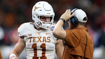 Sam Ehlinger, Tom Herman, Texas Football Mandatory Credit: Chuck Cook-USA TODAY Sports