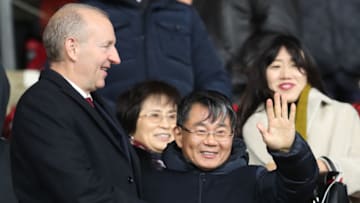 SOUTHAMPTON, ENGLAND - DECEMBER 10: Ralph Krueger, Chairman of Southampton and Gao Jisheng, Southampton club owner prior to the Premier League match between Southampton and Arsenal at St Mary's Stadium on December 10, 2017 in Southampton, England. (Photo by Catherine Ivill/Getty Images)