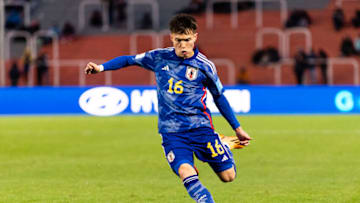 MENDOZA, ARGENTINA - MAY 27: Niko Takahashi of Japan looks to pass the ball during FIFA U-20 World Cup Argentina 2023 Group C match between Japan and Israel at Mendoza Stadium on May 27, 2023 in Mendoza, Argentina. (Photo by Marcio Machado/Eurasia Sport Images/Getty Images)