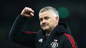 LONDON, ENGLAND - OCTOBER 30: Manchester United Manager Ole Gunnar Solskjaer celebrates towards the fans after the Premier League match between Tottenham Hotspur and Manchester United at Tottenham Hotspur Stadium on October 30, 2021 in London, England. (Photo by Chloe Knott - Danehouse/Getty Images)