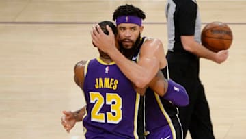 LOS ANGELES, CALIFORNIA - MARCH 06: LeBron James #23 of the Los Angeles Lakers celebrates with JaVale McGee #7 after passing Michael Jordan and moving to #4 on the NBA's all-time scoring list during the second quarter against the Denver Nuggets at Staples Center on March 06, 2019 in Los Angeles, California. (Photo by Robert Laberge/Getty Images)