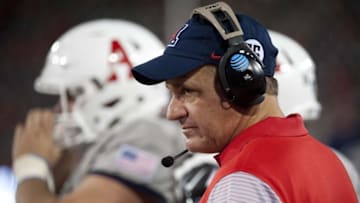 Sep 17, 2016; Tucson, AZ, USA; Arizona Wildcats head coach Rich Rodriguez watches from the sideline during the fourth quarter against the Hawaii Warriors at Arizona Stadium. Mandatory Credit: Casey Sapio-USA TODAY Sports