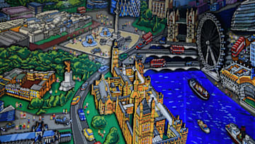 LONDON, ENGLAND - NOVEMBER 16: A large wall-mounted diorama of London landmarks is seen during an opening party event at the new flagship Lego store on November 16, 2016 in London, England. The new landmark store is be the biggest Lego Brand Retail Store in the world, the 37th LEGO store in Europe and covers 914 sq metre total area, over two floors. (Photo by Leon Neal/Getty Images)