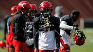Cincinnati Bearcats cornerback Sammy Anderson Jr during a spring practice at Nippert Stadium. The Enquirer.