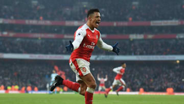 LONDON, ENGLAND - JANUARY 22: Alexis Sanchez of Arsenal celebrates scoring his team's second goal during the Premier League match between Arsenal and Burnley at the Emirates Stadium on January 22, 2017 in London, England. (Photo by Shaun Botterill/Getty Images)