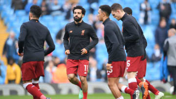 MANCHESTER, ENGLAND - APRIL 10: Mohamed Salah of Liverpool warms up prior to the UEFA Champions League Quarter Final Second Leg match between Manchester City and Liverpool at Etihad Stadium on April 10, 2018 in Manchester, England. (Photo by Laurence Griffiths/Getty Images,)