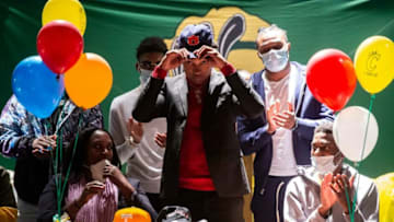 Carver's Juwon Gaston signs with Auburn football on national signing day at Carver High School in Montgomery, Ala., on Wednesday, Feb. 3, 2021.