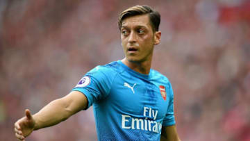 LIVERPOOL, ENGLAND - AUGUST 27: Mesut Ozil of Arsenal looks on during the Premier League match between Liverpool and Arsenal at Anfield on August 27, 2017 in Liverpool, England. (Photo by Michael Regan/Getty Images)