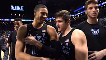 Duke basketball stars Jayson Tatum and Grayson Allen (Photo by Lance King/Getty Images)