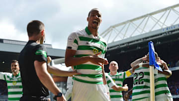 GLASGOW, SCOTLAND - SEPTEMBER 01: Christopher Jullien of Celtic celebrates after scoring his team's third goal during the Ladbrokes Premiership match between Rangers and Celtic at Ibrox Stadium on September 01, 2019 in Glasgow, Scotland. (Photo by Mark Runnacles/Getty Images)