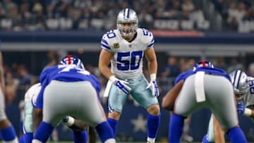 ARLINGTON, TX - SEPTEMBER 10: Dallas Cowboys linebacker Sean Lee (50) looks over the line of scrimmage during the Sunday Night NFL game between the Dallas Cowboys and New York Giants on September 10, 2017 at AT