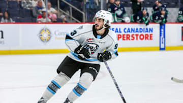 WINNIPEG, CANADA - MAY 13: Matthew Savoie #93 of the Winnipeg Ice skates during the first period against the Seattle Thunderbirds in Game Two of the 2023 WHL Championship Series at Canada Life Centre on May 13, 2023 in Winnipeg, Canada. (Photo by Jonathan Kozub/Getty Images)