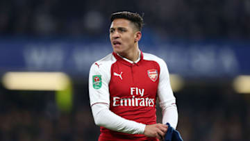 LONDON, ENGLAND - JANUARY 10: Alexis Sanchez of Arsenal during the Carabao Cup Semi-Final First Leg match between Chelsea and Arsenal at Stamford Bridge on January 10, 2018 in London, England. (Photo by Catherine Ivill/Getty Images)