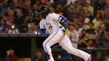 SURPRISE, AZ - NOVEMBER 03: AFL West All-Star, Vladimir Guerrero Jr #27 of the Toronto Blue Jays bats during the Arizona Fall League All Star Game at Surprise Stadium on November 3, 2018 in Surprise, Arizona. (Photo by Christian Petersen/Getty Images)