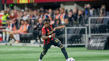 ATLANTA, GA - OCTOBER 06: Atlanta United defender George Bello (21) during the MLS game between the Atlanta United and the New England Revolution on October 6, 2018 at the Mercedes-Benz Stadium in Atlanta, GA. (Photo by John Adams/Icon Sportswire via Getty Images)
