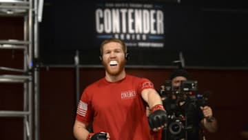 LAS VEGAS, NV - AUGUST 29: Matt Frevola enters from backstage prior to facing Luke Flores in their lightweight bout during Dana White's Tuesday Night Contender Series at the TUF Gym on August 29, 2017 in Las Vegas, Nevada. (Photo by Brandon Magnus/DWTNCS)