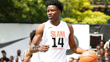 2021 NBA Draft prospect Jonathan Kuminga handles the ball. (Photo by Michael Reaves/Getty Images)