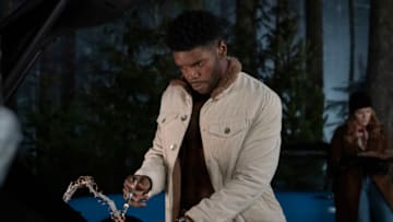 Nancy Drew -- "The Celestial Visitor" -- Image Number: NCD216d_0129r.jpg -- Pictured (L-R): Tian Richards as Tom Swift and Kennedy McMann as Nancy -- Photo: Colin Bentley/The CW -- © 2021 The CW Network, LLC. All Rights Reserved.