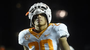 Tennessee defensive back Brandon Davis (29) reacts to the 38-13 loss to Vanderbilt at Vanderbilt Stadium Saturday, Nov. 24, 2018, in Nashville, Tenn.Dsc6457