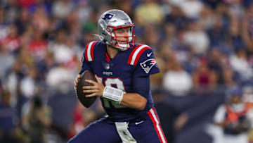 Mac Jones, New England Patriots quarterback. Mandatory Credit: Paul Rutherford-USA TODAY Sports