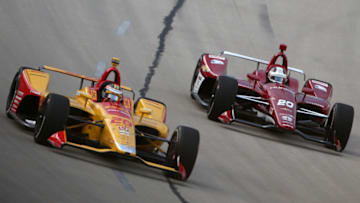FORT WORTH, TEXAS - JUNE 06: Ryan Hunter-Reay of the United States, driver of the #28 DHL Honda, drives during practice for the NTT IndyCar Series DXC - Technology 600 at Texas Motor Speedway on June 06, 2019 in Fort Worth, Texas. (Photo by Brian Lawdermilk/Getty Images)