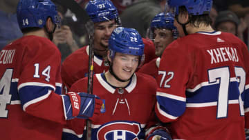Oct 25, 2022; Montreal, Quebec, CAN; Montreal Canadiens forward Cole Caufield. Mandatory Credit: Eric Bolte-USA TODAY Sports