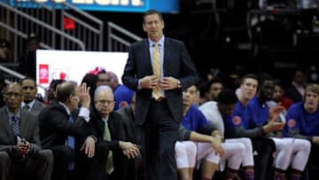 Dec 31, 2016; Houston, TX, USA; New York Knicks head coach Jeff Hornacek looks on against the Houston Rockets during the third quarter at Toyota Center. Mandatory Credit: Erik Williams-USA TODAY Sports