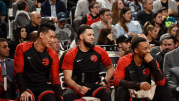 TORONTO, ON - Jeremy Lin, Fred VanVleet, and Norman Powell (Photo by Ron Turenne/NBAE via Getty Images)