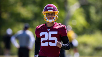 May 14, 2021; Ashburn, Virginia, USA; Washington Football Team cornerback Benjamin St-Juste (25) in action during rookie minicamp at Inova Sports Performance Center. Mandatory Credit: Scott Taetsch-USA TODAY Sports