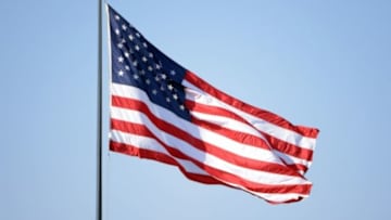 Jul 6, 2015; Los Angeles, CA, USA; General view of the United States flag at Dodger Stadium. Mandatory Credit: Kirby Lee-USA TODAY Sports