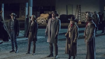 DC's Legends of Tomorrow -- "The Good, the Bad & the Cuddly" -- Image Number: LGN318b_0272.jpg -- Pictured (L-R): Keiynan Lonsdale as Wally West, Tala Ashe as Zari, Dominic Purcell as Mick Rory/Heat Wave, Caity Lotz as Sara Lance/White Canary and Johnathon Schaech as Jonah Hex -- Photo: Jack Rowand/The CW -- ÃÂ© 2018 The CW Network, LLC. All Rights Reserved.