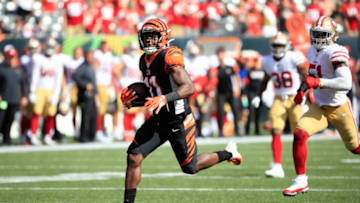CINCINNATI, OHIO - SEPTEMBER 15: John Ross III #11 of the Cincinnati Bengals runs for a touchdown during the game against the San Francisco 49ers at Paul Brown Stadium on September 15, 2019 in Cincinnati, Ohio. (Photo by Andy Lyons/Getty Images)