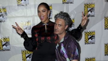 SAN DIEGO, CALIFORNIA - JULY 20: Tessa Thompson and Taika Waititi attend the Marvel Studios Panel during 2019 Comic-Con International at San Diego Convention Center on July 20, 2019 in San Diego, California. (Photo by Albert L. Ortega/Getty Images)