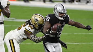 LAS VEGAS, NEVADA - SEPTEMBER 21: Running back Josh Jacobs #28 of the Las Vegas Raiders (Photo by Ethan Miller/Getty Images)