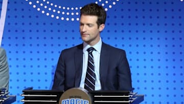 May 17, 2016; New York, NY, USA; Orlando Magic general manager Rob Hennigan represents his team during the NBA draft lottery at New York Hilton Midtown. The Philadelphia 76ers received the first overall pick in the 2016 draft. Mandatory Credit: Brad Penner-USA TODAY Sports