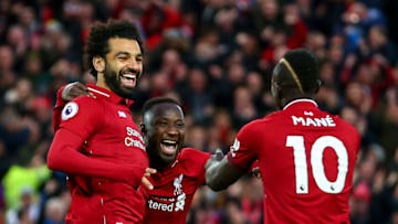 Naby Keita, Mohamed Salah, Sadio Mane of Liverpool (Photo by Robbie Jay Barratt - AMA/Getty Images)