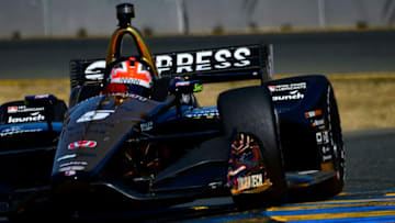 SONOMA, CA - SEPTEMBER 15: James Hinchcliffe driver of the #5 Schmidt Peterson Motorsports Honda during practice for the Verizon IndyCar Series Sonoma Grand Prix at Sonoma Raceway on September 15, 2018 in Sonoma, California. (Photo by Robert Laberge/Getty Images)