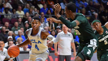 LAS VEGAS, NEVADA - NOVEMBER 22: Jaylen Hands #4 of the UCLA Bruins drives against Marcus Bingham Jr. #30 of the Michigan State Spartans during the 2018 Continental Tire Las Vegas Invitational basketball tournament at the Orleans Arena on November 22, 2018 in Las Vegas, Nevada. (Photo by Sam Wasson/Getty Images)