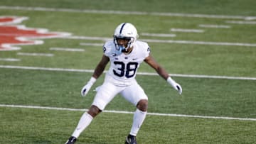 BLOOMINGTON, IN - OCTOBER 24: Lamont Wade #38 of the Penn State Nittany Lions in action on defense during a game against the Indiana Hoosiers at Memorial Stadium on October 24, 2020 in Bloomington, Indiana. Indiana won 36-35 overtime. (Photo by Joe Robbins/Getty Images)